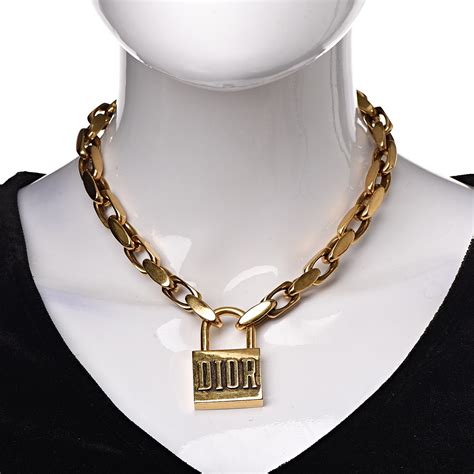 dior lock chain necklace|christian Dior gold chain necklace.